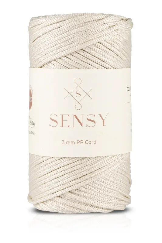 3 Mm - 250 gr Polyester Makrome Ipi Ekru 120 M Polyester Makrome Ip Supla Ip Ve Çanta Ipliği-Ekru - 1