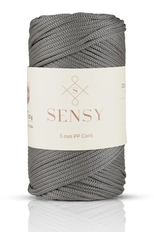 3 Mm - 250 gr Polyester Makrome Ipi Gri 120 M Polyester Makrome Ip Supla Ip Ve Çanta Ipliği - Gri - 1