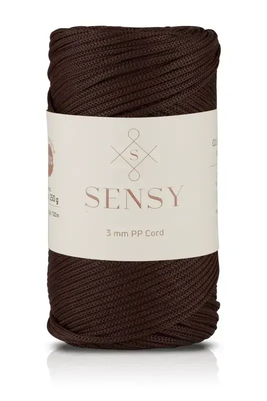 3 Mm - 250 gr Polyester Makrome Ipi Kahverengi 120 M Polyester Makrome Ip Supla Ip Ve Çanta Ipliği-Kahverengi - SENSY