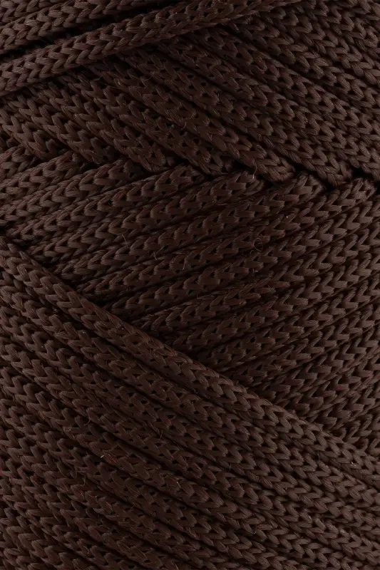 3 Mm - 250 gr Polyester Makrome Ipi Kahverengi 120 M Polyester Makrome Ip Supla Ip Ve Çanta Ipliği-Kahverengi - 2