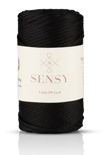 3 Mm - 250 gr Polyester Makrome Ipi Qora 120 M Polyester Makrome Ip Supla Ip Va Çanta Ipliği-Qora 