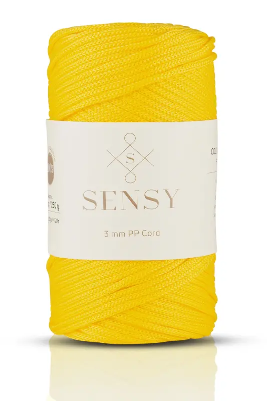 3 Mm - 250 gr Polyester Makrome Ipi Sarı 120 M Polyester Makrome Ip Supla Ip Ve Çanta Ipliği-Sarı - 1