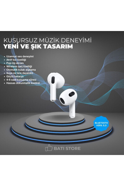 3. Nesil Ios-android Uyumlu Yeni Nesil Bluetooth Kulaklık A+++ Karışık Renk Kılıf Hediyeli - 7