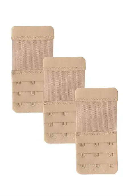 3 Nude Elastic Bra Extender Wide 3 Hook Extension - 3