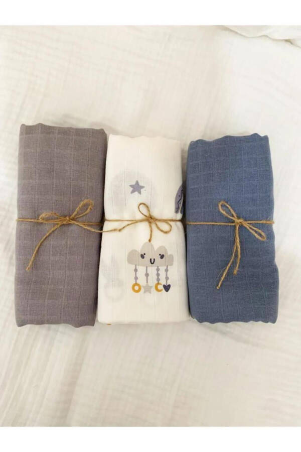 3-Pack 100% Cotton Organic Muslin Swaddle Blanket, Multi-Purpose, 80x80 cm, Newborn baby - 3