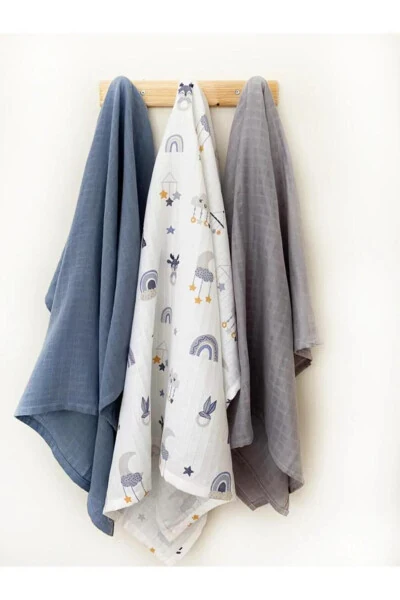 3-Pack 100% Cotton Organic Muslin Swaddle Blanket, Multi-Purpose, 80x80 cm, Newborn baby - Modazone