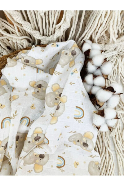 3-Pack 100% Cotton Organic Muslin Swaddle Blanket, Multi-Purpose, 80x80 cm, Newborn baby - 3