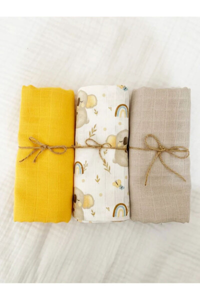 3-Pack 100% Cotton Organic Muslin Swaddle Blanket, Multi-Purpose, 80x80 cm, Newborn baby - 4