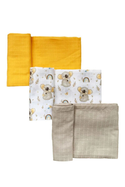 3-Pack 100% Cotton Organic Muslin Swaddle Blanket, Multi-Purpose, 80x80 cm, Newborn baby - 5