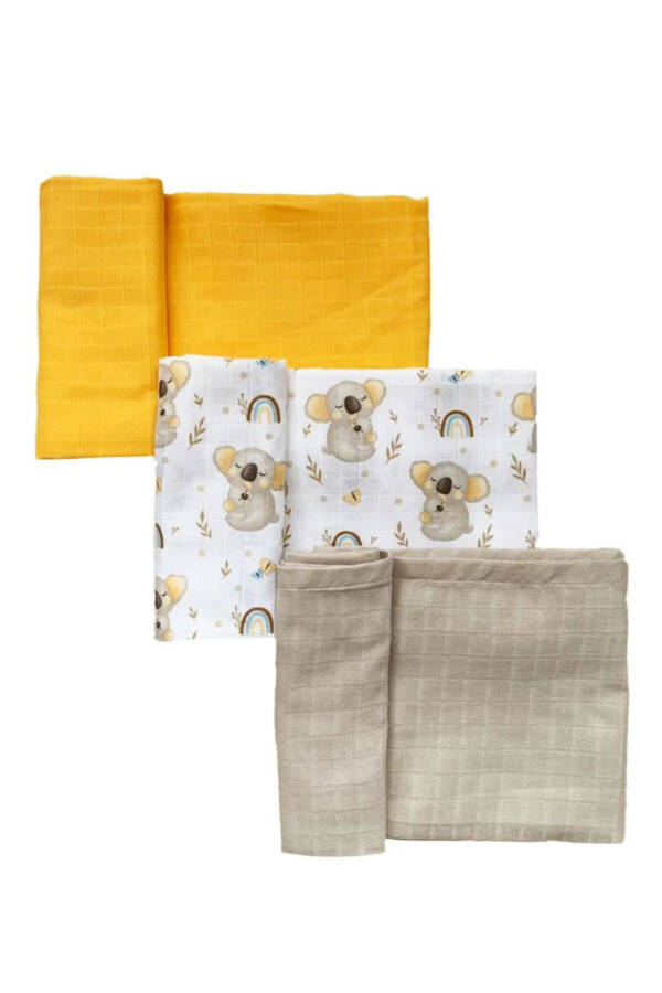 3-Pack 100% Cotton Organic Muslin Swaddle Blanket, Multi-Purpose, 80x80 cm, Newborn baby - 5