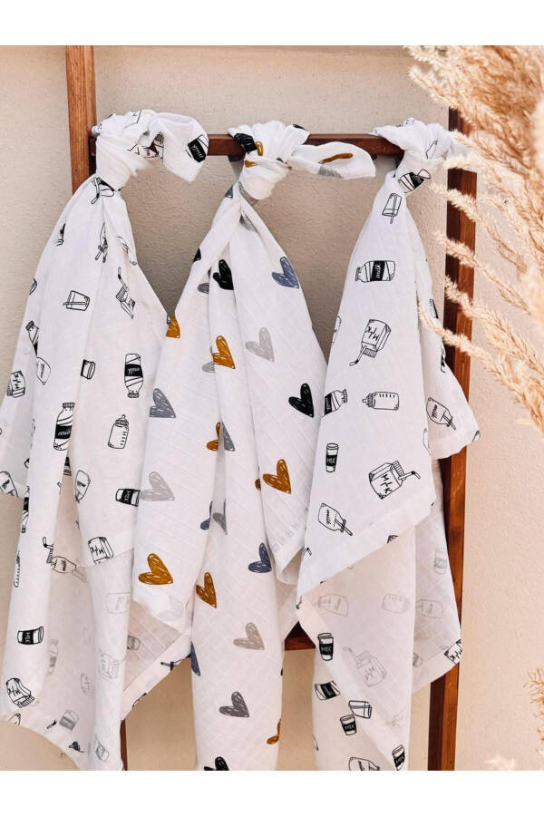 3-Pack 100% Cotton Organic Muslin Swaddle Blanket, Multi-Purpose, 80x80 cm, Newborn baby - 1