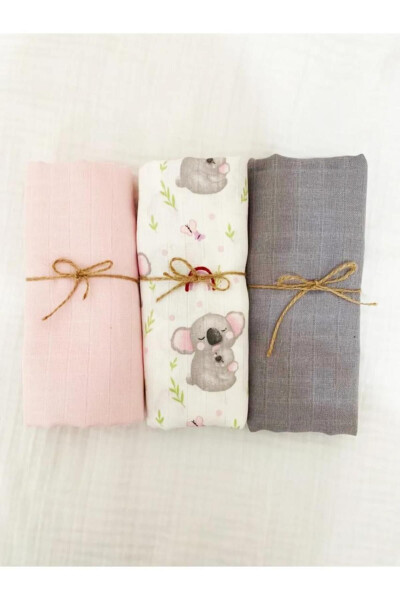 3-Pack 100% Cotton Organic Muslin Swaddle Blanket, Multipurpose, 80x80 cm, Newborn Baby - 4