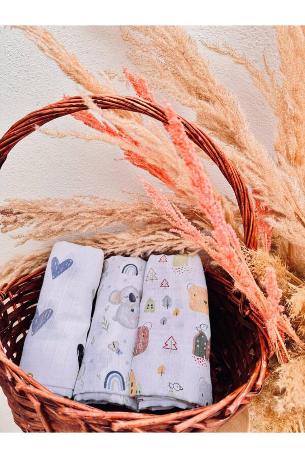 3-Pack 100% Cotton Organic Muslin Swaddle Blanket, Multipurpose, 80x80 cm, Newborn baby - 6