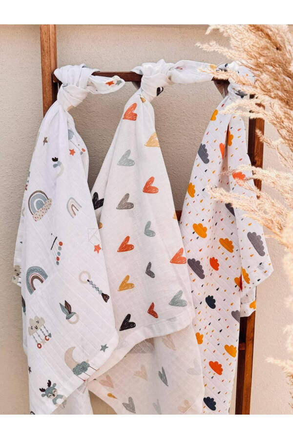 3-pack 100% Cotton Organic Muslin Swaddle Blanket, Multipurpose, 80x80 cm, Newborn baby - 1