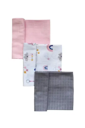 3-Pack 100% Cotton Organic Muslin Swaddle Blanket, Multipurpose, 80x80 cm, Newborn baby-Turquoise - 4