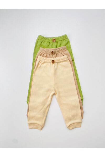 3-Pack 100% Cotton Patterned Elastic Waist Basic Trousers - EFU BABY