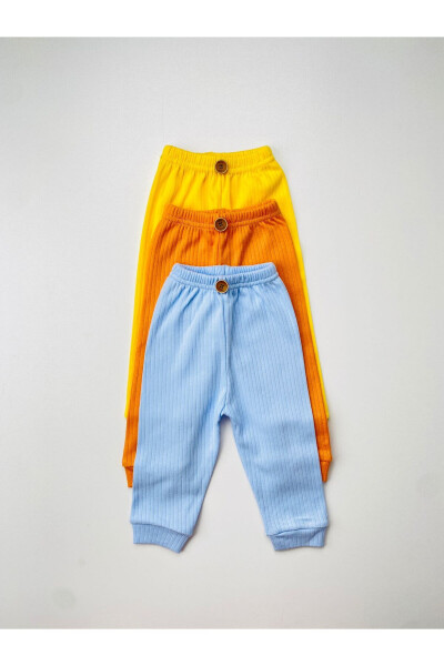 3 Pack 100% Cotton Printed Elastic Waist Basic Trousers - EFU BABY