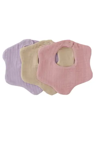 3-Pack 100% Organic Cotton 8-Layer Multi Muslin Flower Baby Girl Drool Bib, Collar (MODEL1) - ELIBABY (1)