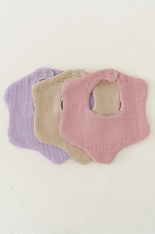 3-Pack 100% Organic Cotton 8-Layer Multi Muslin Flower Baby Girl Drool Bib, Collar (MODEL1) - 4