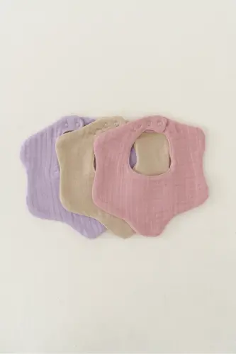 3-Pack 100% Organic Cotton 8-Layer Multi Muslin Flower Baby Girl Drool Bib, Collar (MODEL1) - 5