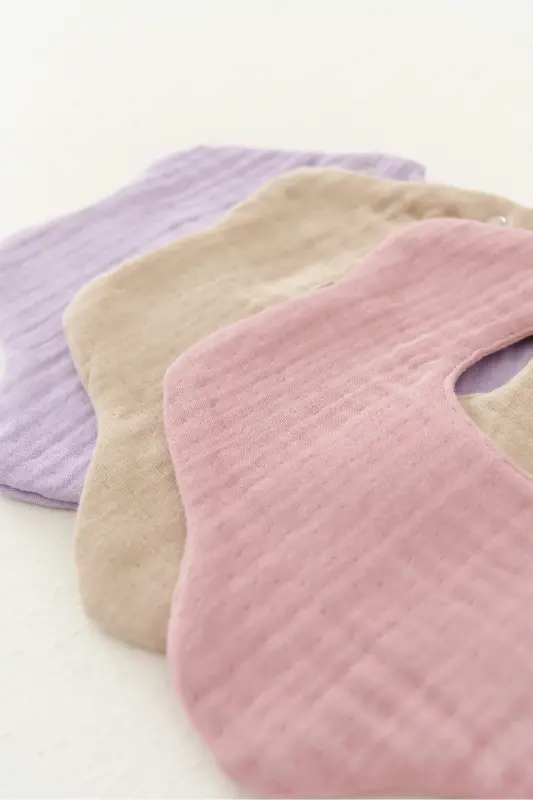 3-Pack 100% Organic Cotton 8-Layer Multi Muslin Flower Baby Girl Drool Bib, Collar (MODEL1) - 6