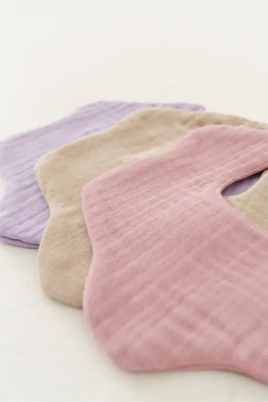 3-Pack 100% Organic Cotton 8-Layer Multi Muslin Flower Baby Girl Drool Bib, Collar (MODEL1) - 7