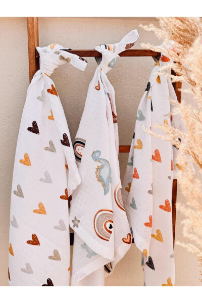 3-Pack 100% Organic Cotton Muslin Baby Blanket, Multi-Purpose, 80x80 cm, Newborn 