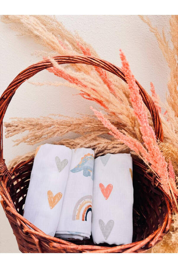 3-Pack 100% Organic Cotton Muslin Baby Blanket, Multi-Purpose, 80x80 cm, Newborn - 5