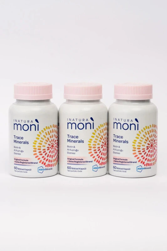 3-Pack Advantage Package Moni Trace Minerals Biotin and Horsetail Extract 60 Herbal Capsules - INATURA