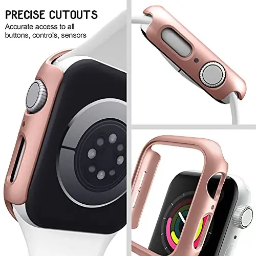3 Pack Apple Watch Case 41mm Series 8 Series 7 uchun mos, Qattiq PC Bumper Case Himoya Qopqoq Ramka [Ekran plyonkasi YO'Q] iWatch Aksessuarlari 41mm uchun mos, Shaffof/Qora/Gulli Oltin - 4