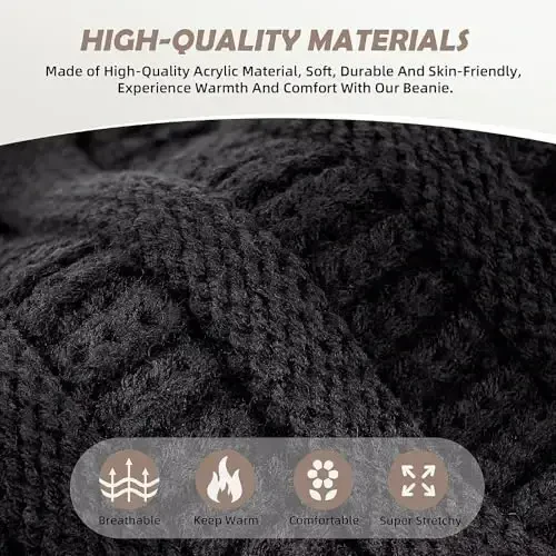 3 Pack Beanie с сатиновой подкладкой для женщин, теплые зимние шапки Slouchy с шелковой подкладкой, модная вязаная шапка-бини с крупной вязкой и косами - 3