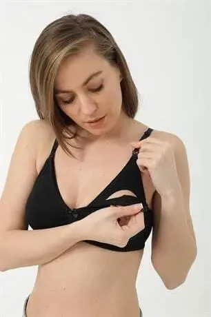3-Pack Black Nursing Bra in Cotton and Lycra - BÜYÜKBEDENIZ (1)