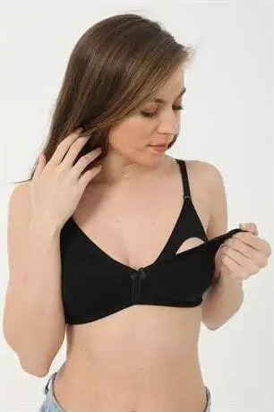 3-Pack Black Nursing Bra in Cotton and Lycra - 1
