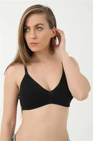 3-Pack Black Nursing Bra in Cotton and Lycra - 7