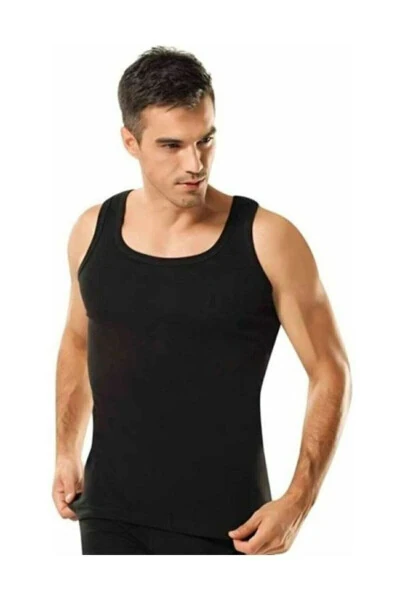 3 Pack Classic Sleeveless Men's Undershirt - 100% Cotton - Black - TUTKU
