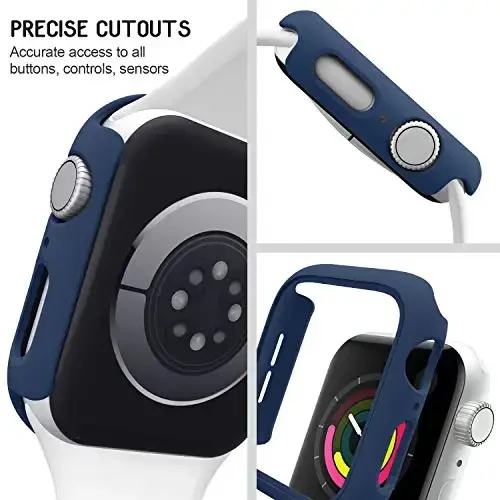 3 Pack Compatible for Apple Watch Case 40mm Series 6 Series 5 Series 4 / SE, Hard PC Bumper Case Protective Cover Frame [NO Screen Film] Compatible for iWatch Accessories 40mm, Black/Navy Blue/Clear - IEOVIEE (1)