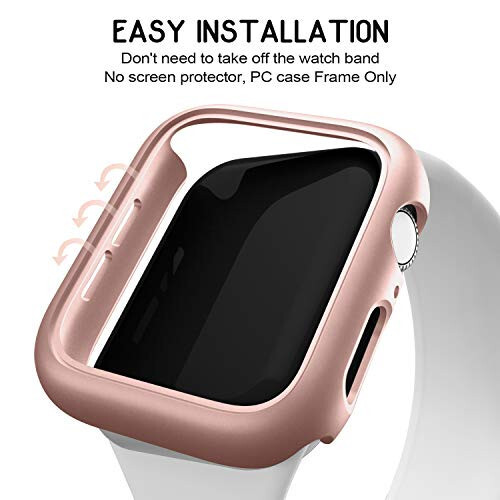 3 Pack Compatible for Apple Watch Case 44mm Series 6 Series 5 Series 4 / SE, Hard PC Bumper Case Protective Cover Frame [NO Screen Film] Compatible for iWatch 44mm, Black/Rose Gold/Starlight - 5