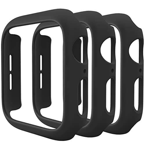 3 Pack Compatible for Apple Watch Case 44mm Series 6 Series 5 Series 4 / SE, Hard PC Bumper Case Protective Cover Frame [NO Screen Film] Compatible for iWatch Accessories 44mm, Black/Black/Black - 1