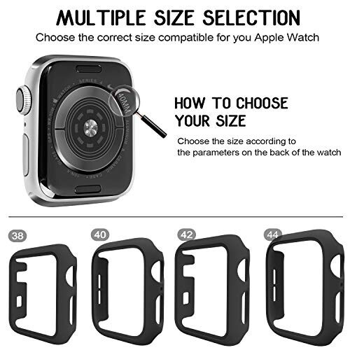 3 Pack Compatible for Apple Watch Case 44mm Series 6 Series 5 Series 4 / SE, Hard PC Bumper Case Protective Cover Frame [NO Screen Film] Compatible for iWatch Accessories 44mm, Black/Black/Black - 2