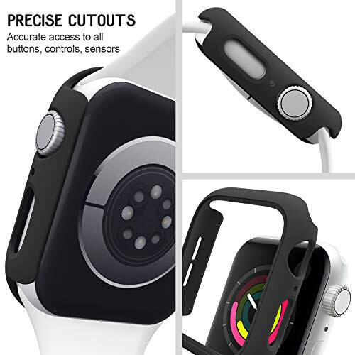 3 Pack Compatible for Apple Watch Case 44mm Series 6 Series 5 Series 4 / SE, Hard PC Bumper Case Protective Cover Frame [NO Screen Film] Compatible for iWatch Accessories 44mm, Black/Navy Blue/Clear - 6