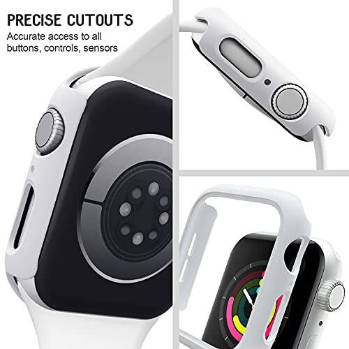 3 Pack Compatible for Apple Watch Case 44mm Series 6 Series 5 Series 4 / SE, Hard PC Bumper Case Protective Cover Frame [NO Screen Film] Compatible for iWatch Accessories 44mm, Starlight/White/Clear - 2