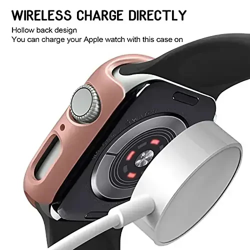 3 Pack Compatible for Apple Watch Case 45mm Series 8 Series 7, Hard PC Bumper Case Protective Cover Frame [NO Screen Film] Compatible for iWatch Accessories 45mm, Black/Rose Gold/Starlight - 3