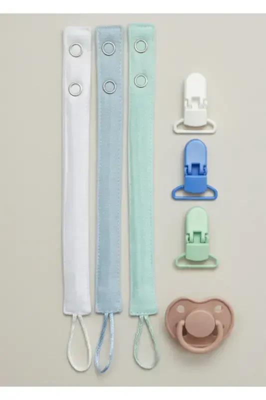 3-Pack Cotton Muslin Baby Pacifier Clip Easy Open Pacifier Holder / Pacifier Chain - JOYOUS MOM KIDS