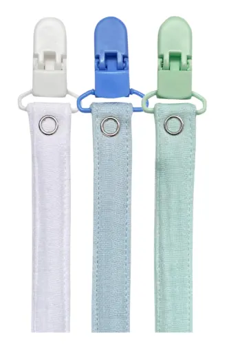 3-Pack Cotton Muslin Baby Pacifier Clip Easy Open Pacifier Holder / Pacifier Chain - 3