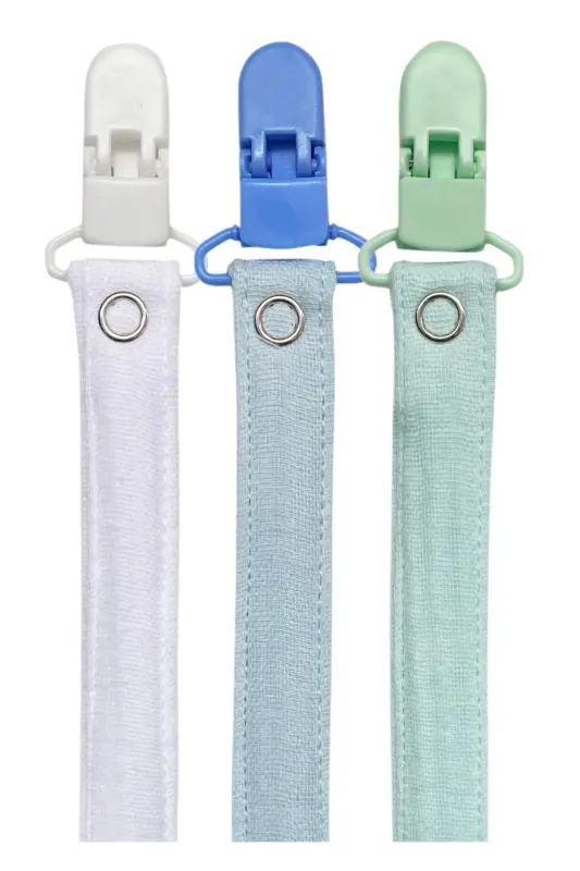 3-Pack Cotton Muslin Baby Pacifier Clip Easy Open Pacifier Holder / Pacifier Chain - 3