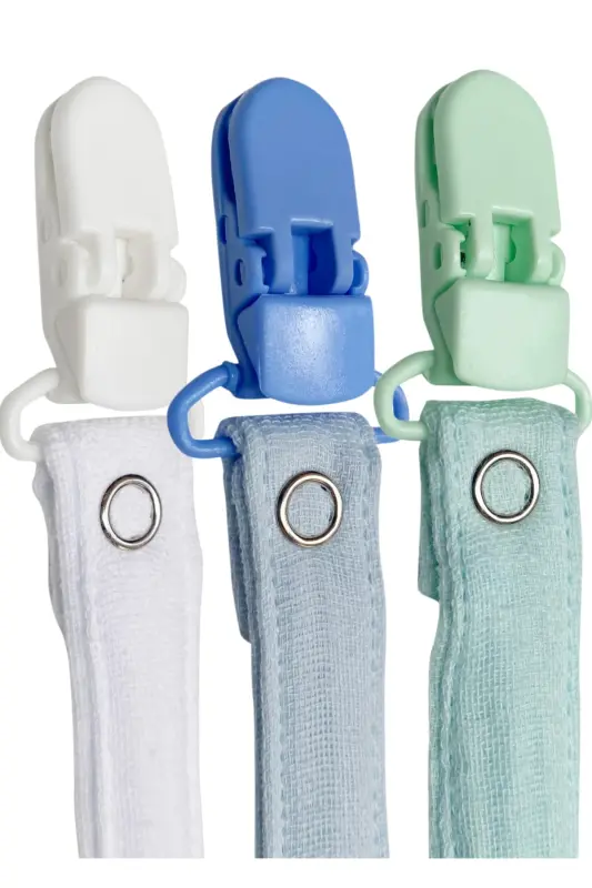 3-Pack Cotton Muslin Baby Pacifier Clip Easy Open Pacifier Holder / Pacifier Chain - 4