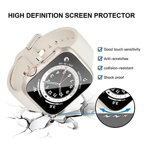 3 Pack Hard PC Case Compatible with Apple Watch SE 2022/Series 6/5/4/SE 40mm, BHARVEST Case with Tempered Glass Screen Protector Bubble-Free Cover for iWatch Accessories, Starlight+Rose Gold+Clear - BHARVEST (1)