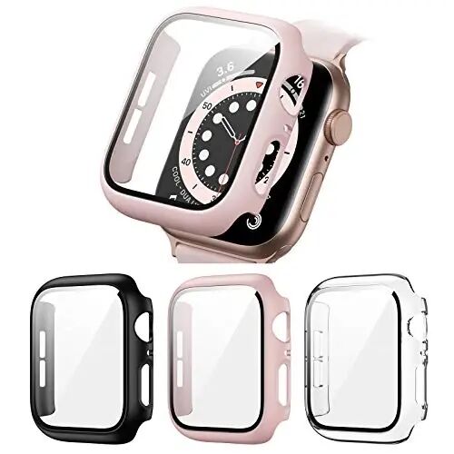3 Pack Hard PC Case for Apple Watch Series SE/6/5/4 40mm Screen Protector | BHARVEST Cover with Tempered Glass Screen Protector for Apple Watch 40mm,Hard PC Bumper Scratch Resistant,Full Coverage - 1