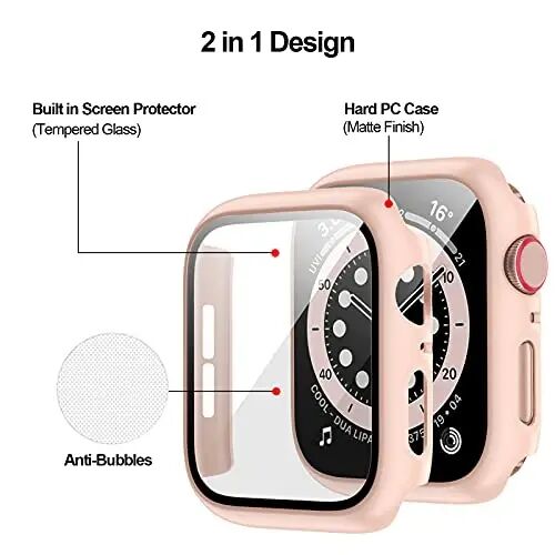 3 Pack Hard PC Case for Apple Watch Series SE/6/5/4 40mm Screen Protector | BHARVEST Cover with Tempered Glass Screen Protector for Apple Watch 40mm,Hard PC Bumper Scratch Resistant,Full Coverage - 3