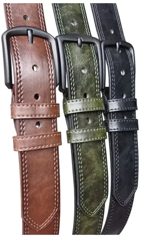 3 Pack Men's Belt Suitable for Denim and Canvas - 3